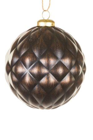 Brown Ridged Ball Ornament