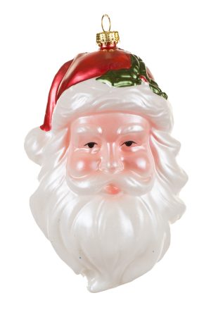 White Santa Head Ornament  With Red Hat