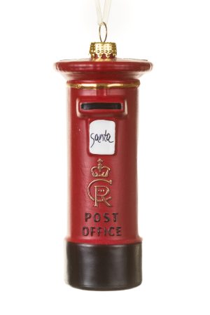 Burgundy Royal Mail Box Ornament With Black Bottom