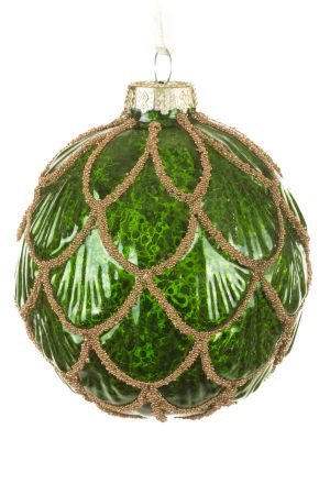 Emerald Bauble Ornament With Gold Embrodiery