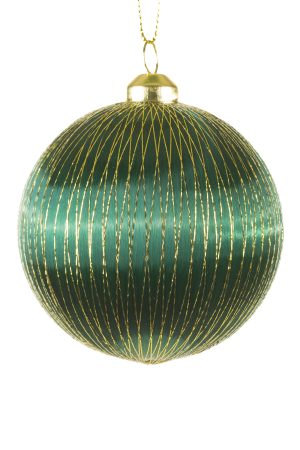 Emerald Bauble Ornament With Gold Lines