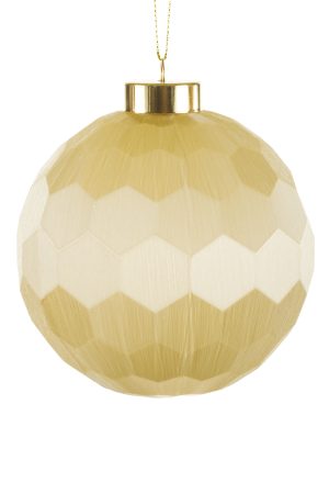 Cream Ball Ornament With Gold Ornament Cap