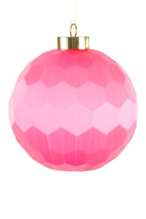 Hot Pink Ball Ornament With Gold Ornament Cap
