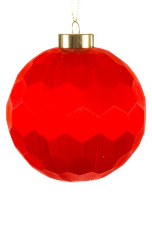 Red Ball Ornament With Gold Ornament Cap