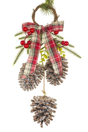 Hanging Light Brown Forest Pinecone Wall Decoration With Rattan Ring