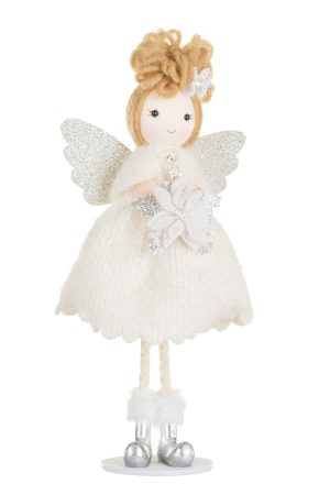 Hangable White Angel Ornament  With Plastic Base
