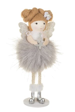 Hangable Gray Angel Ornament With Plastic Base