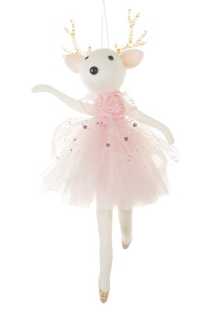 White Plush Ballerina Princess Reindeer Ornament