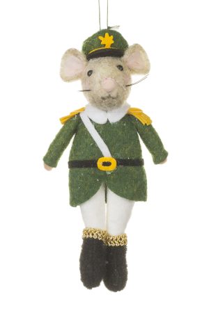 Green Nutcracker Mouse Soldier Ornament