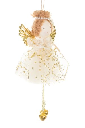 White Angel Ornament  With Gold Wings