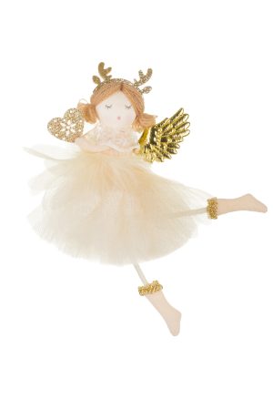Champagne Angel Ornament  With Gold Angel Wings