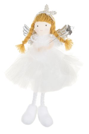 White Angel Ornament  With Silver Halo