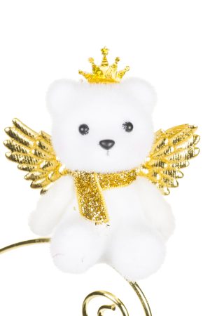 Clip-On White Angel Bear Ornament
