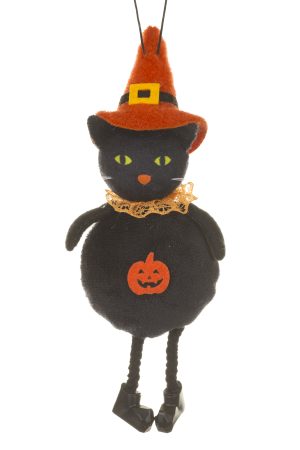 Black Cat Ornament With Witch Hat