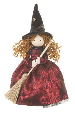 Burgundy Witch Ornament  With Witch Hat