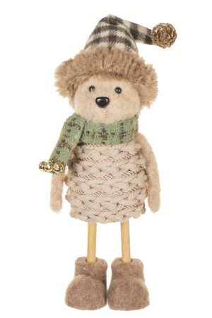 Hangable Light Brown Bear Wearing Scarf