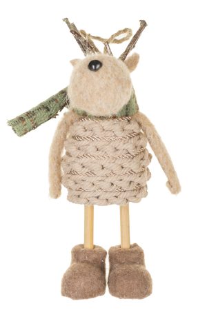 Hangable Light Brown Reindeer Wearing Scarf