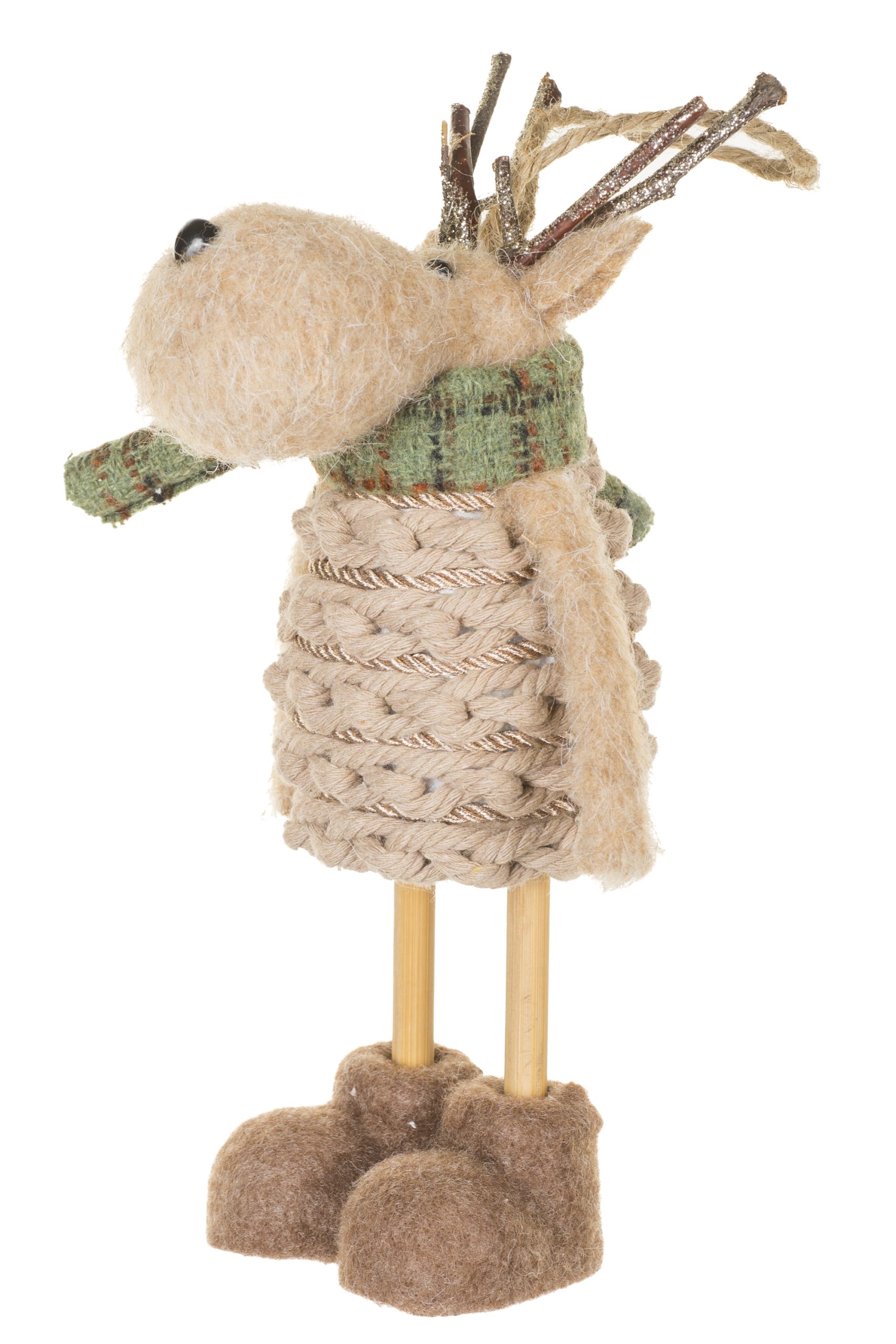 Hangable Light Brown Reindeer Wearing Scarf - Image 2