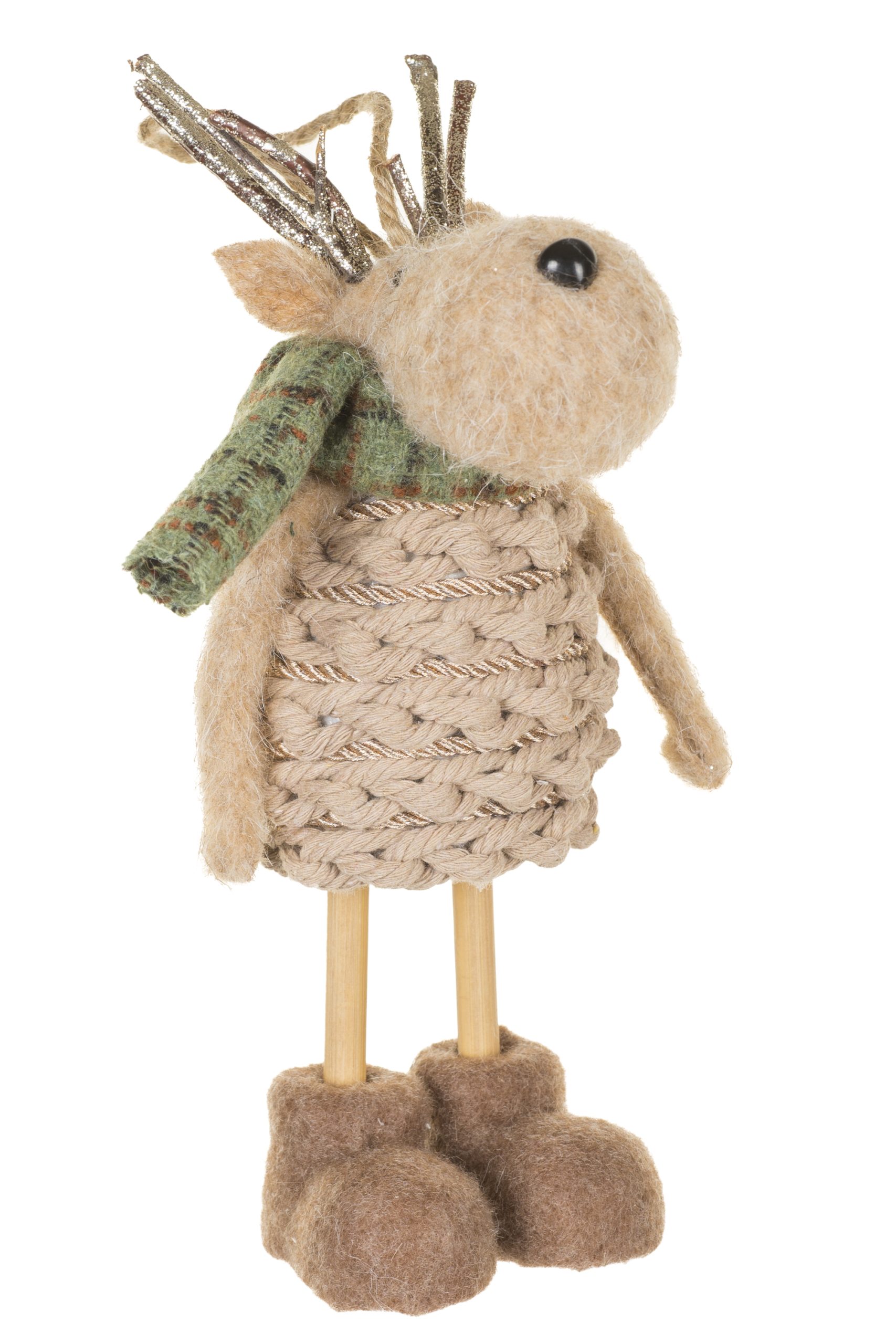 Hangable Light Brown Reindeer Wearing Scarf - Image 5