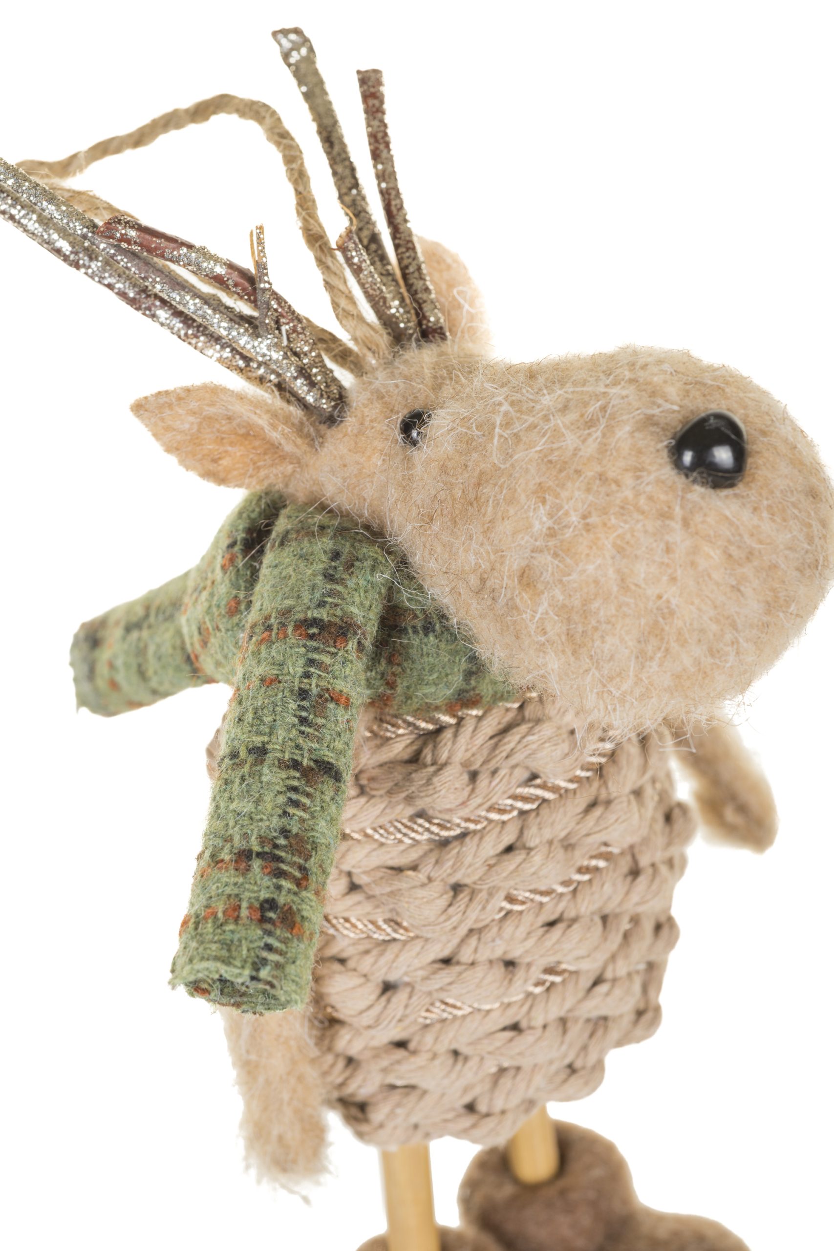 Hangable Light Brown Reindeer Wearing Scarf - Image 6