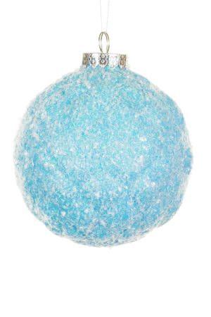 Oversized Pastel Blue Ball Ball Ornament With White Snowflakes