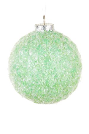 Oversized Pastel Green Ball Ball Ornament With White Snowflakes