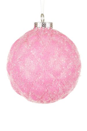 Oversized Pastel Pink Ball Ball Ornament With White Snowflakes