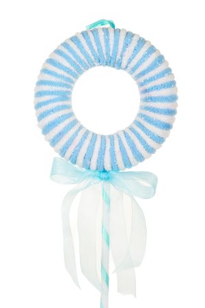 Hangable Baby Blue Circle Candy 10-Light Tree Pick With Ribbon