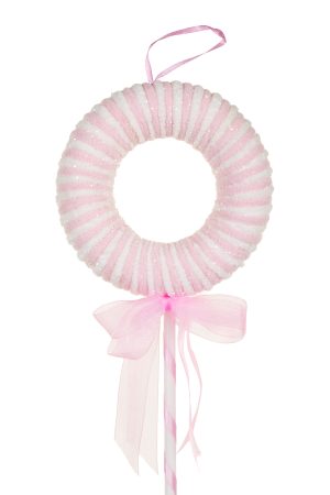 Hangable Baby Pink Circle Candy Tree Pick With Ribbon