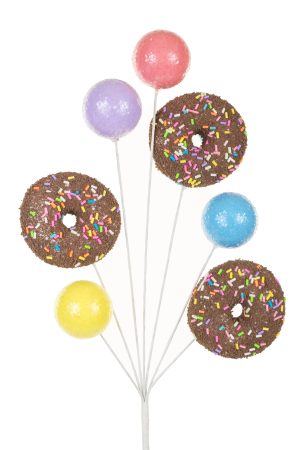 Multi Candied Donut  Tree Pick With Glitter