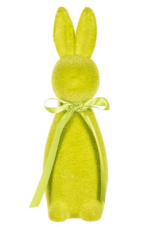 Set of 2 White Rabbit Figurines With Bowtie Ribbon