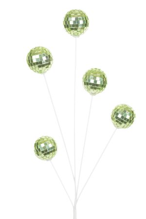 5-prong Green Disco Ball Tree Pick