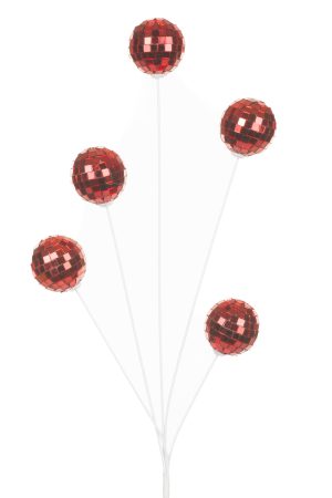 5-prong Red Disco Ball Tree Pick