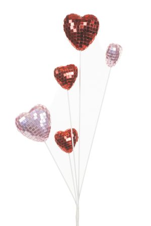 5-prong Pink Disco Hearts Tree Pick