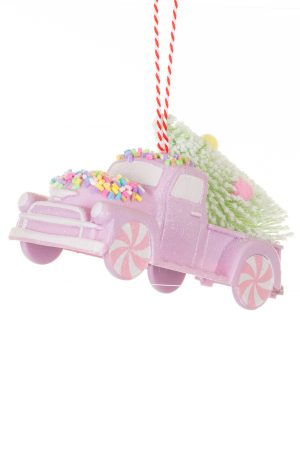 Lavender Pickup Truck Ornament With Christmas Tree