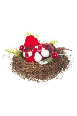 Brown Cardinal  Nest With Holly