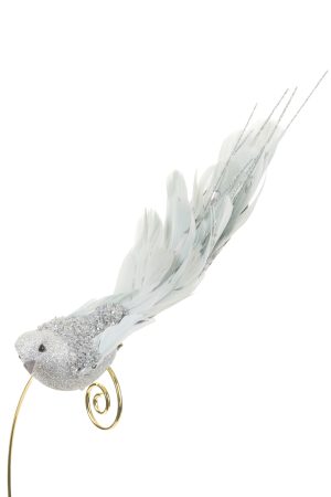 Silver Songbird Ornament With Grey Beak