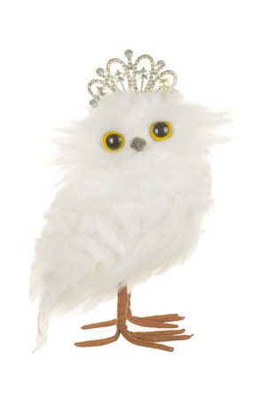 White Princess Owl Wearing Tiara