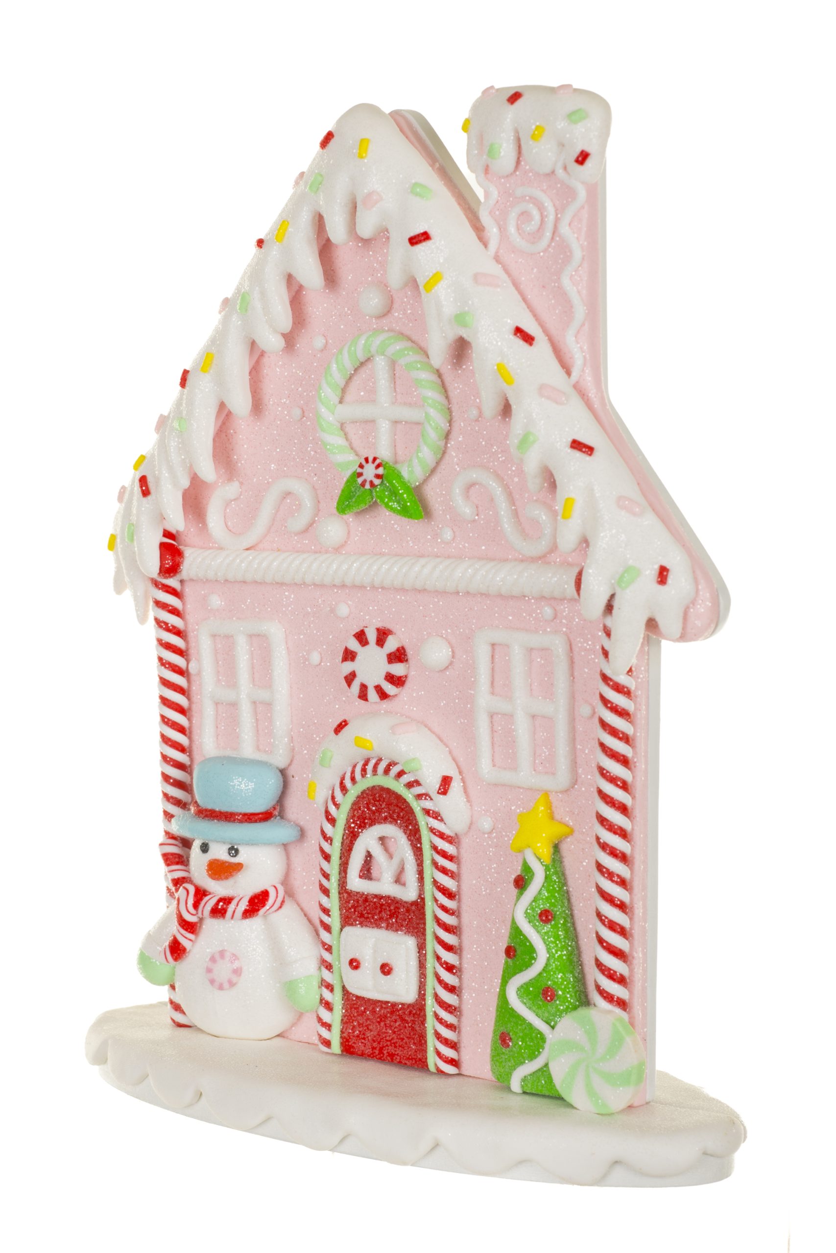 Baby Pink Gingerbread House With Snowman