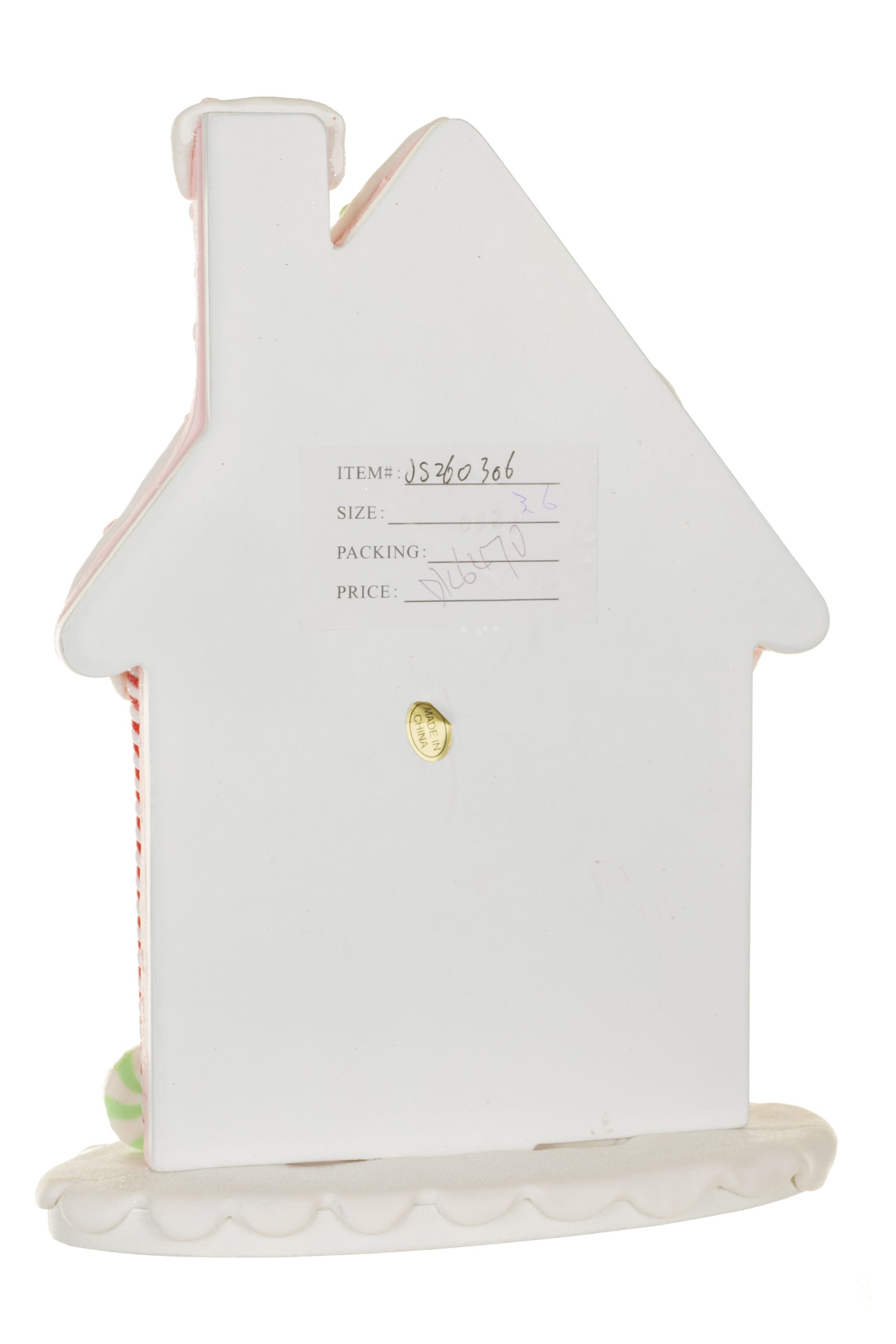 Baby Pink Gingerbread House With Snowman - Image 3