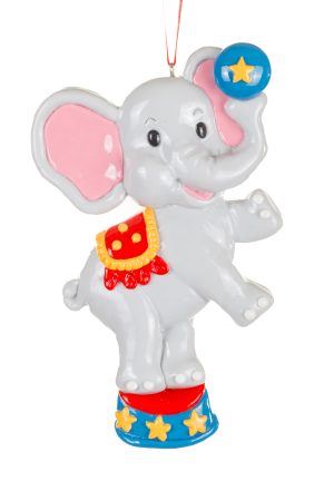 Gray Circus Elephant Ornament With Star Ball