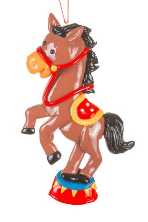 Brown Circus Horse Ornament With Fancy Tassles