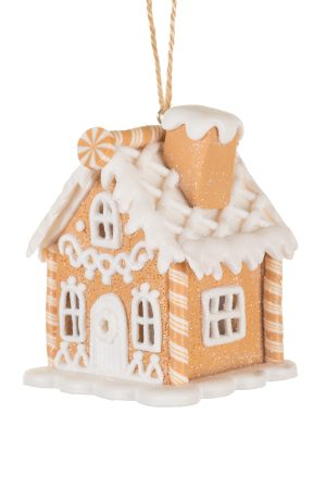 Brown Gingerbread House LED Ornament With Hatched Roof