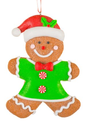 Brown Gingerbread Man Ornament With Sweet Green Sweater