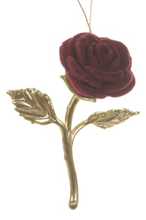 Maroon Rose Ornament With Fabric-Like Petals