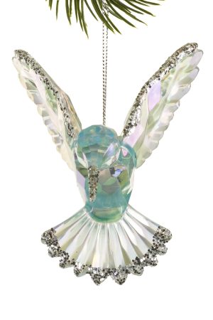Clear Hummingbird Ornament With Glitter Accents