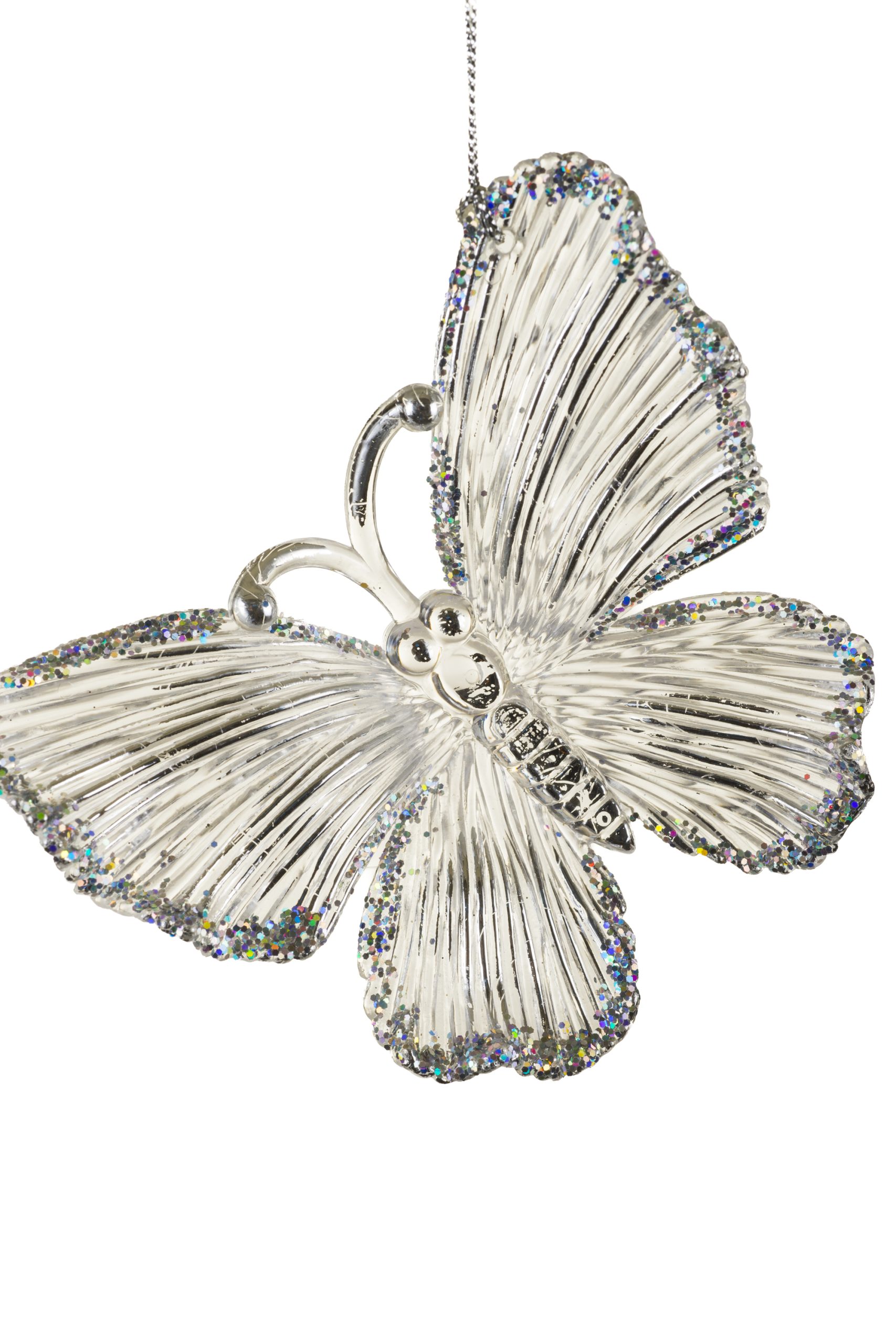 Set of 2 Hanging Clear Butterfly & Dragonfly Ornaments With Iridescent Glitter - Image 3