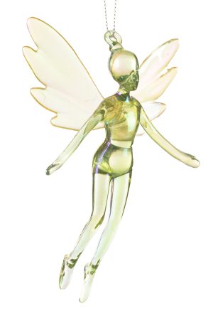 Green Acryclic Fairy Fairy Orna 2 Tone Irrd Electroplate