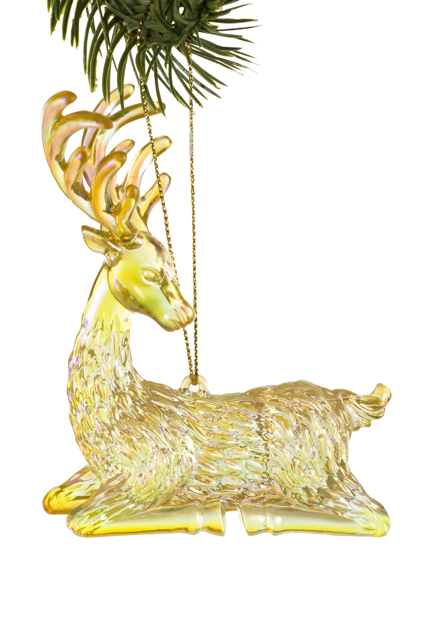 Yellow Sitting Deer Ornament