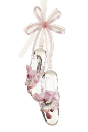 Clear Ballet Slippers Ornament With Pink Ribbon